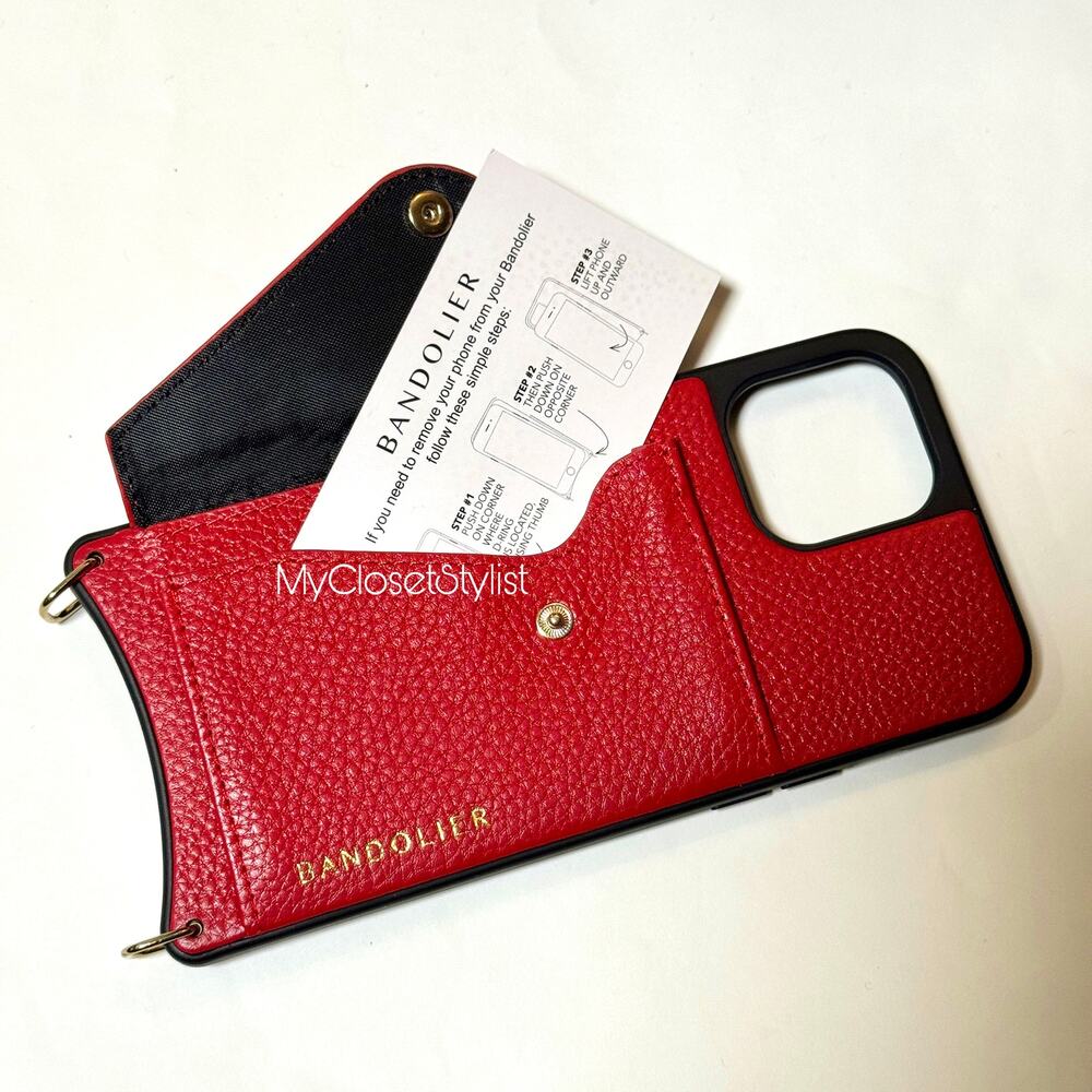 NEW! Bandolier Red Leather 12 ProMax iPhone Wallet Case purse New! RARE UNICORN